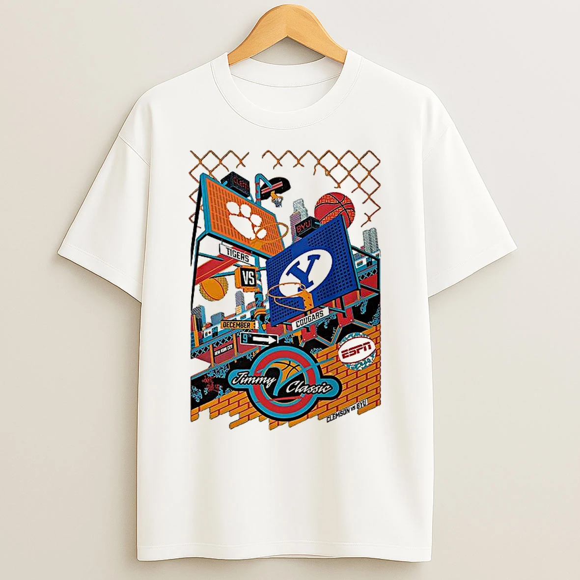 Classic Clemson Tigers Vs Byu Cougars Jimmy V Classic New York City 2025 T Shirts