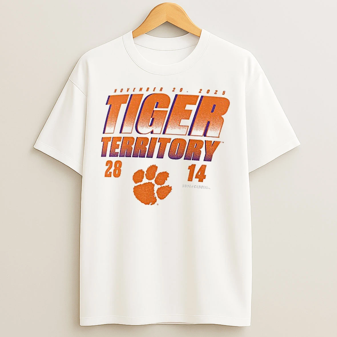 Classic Clemson Tigers Vs South Carolina Gamecocks 2025 Score 28 14 T Shirts