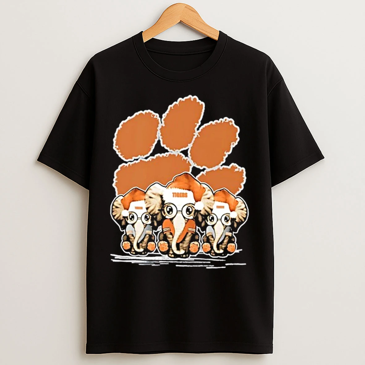 Classic Clemson Tigers X Elephants Santa Hat Merry Christmas T Shirts