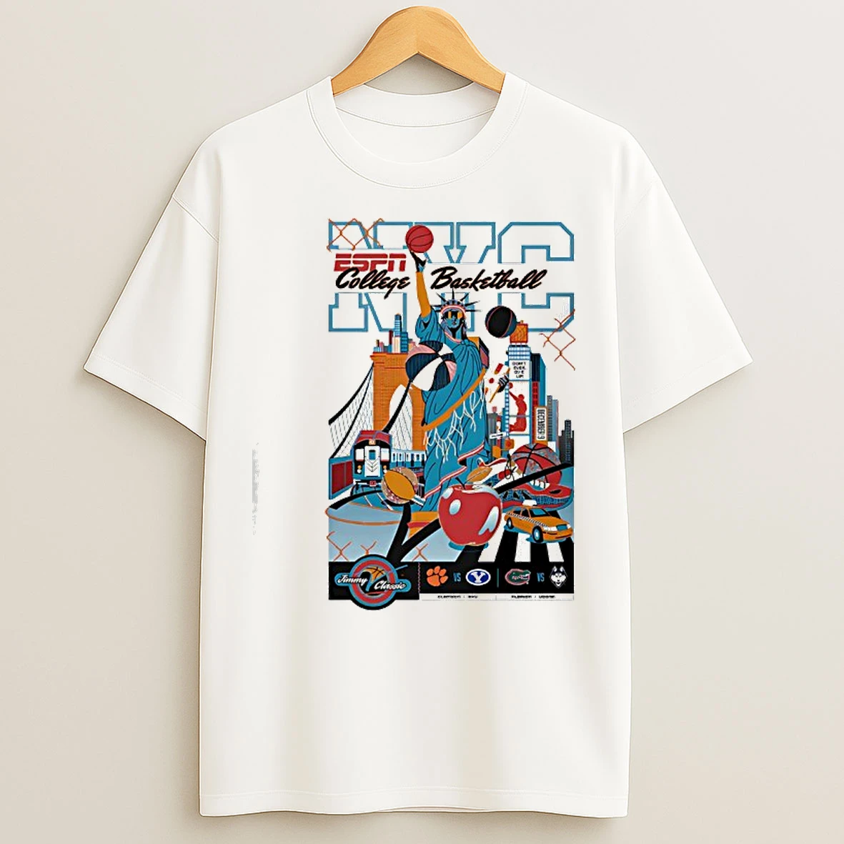 Classic Clemson Vs Byu 2025 College Basketball Jimmy V Classic Nyc Graphic T Shirts