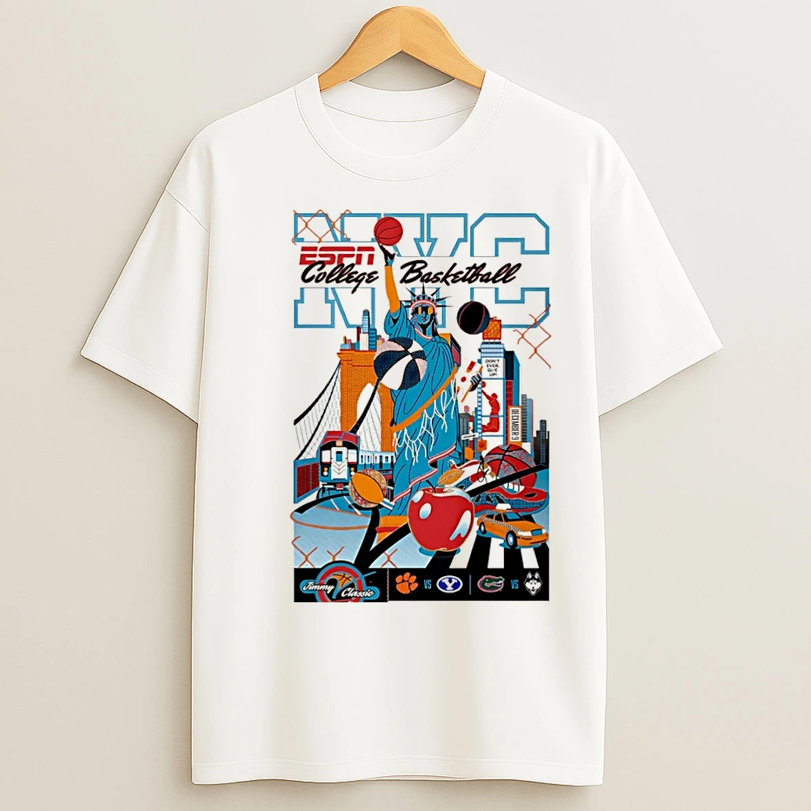 Classic Clemson Vs Byu V Classic Espn College Basketball Nyc 2025 Christmas T Shirts