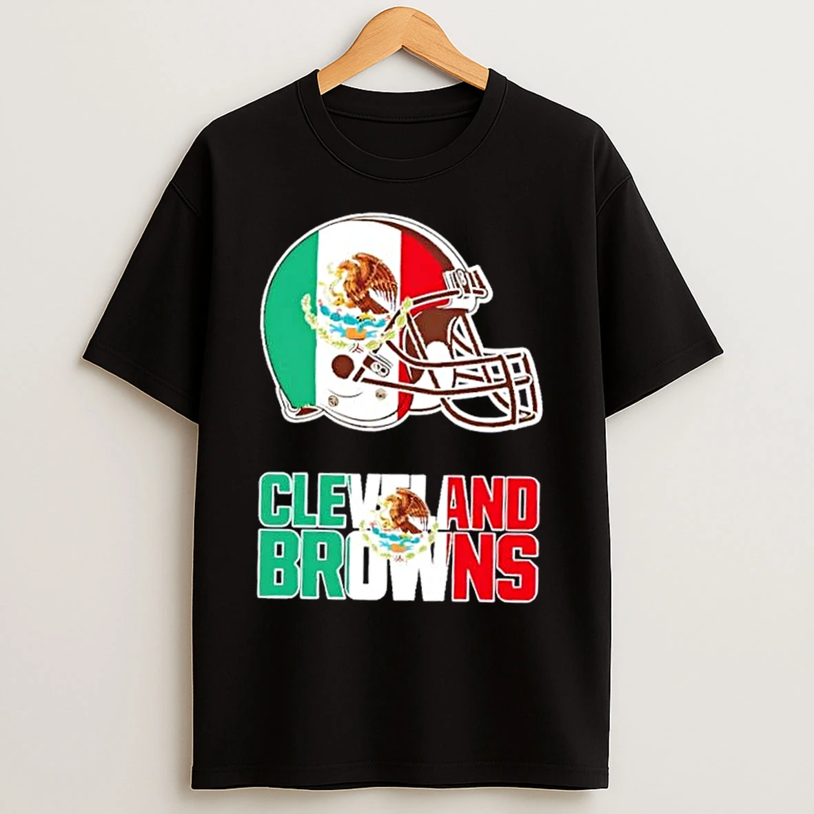 Classic Cleveland Browns Football X Mexican Flag Logo T Shirts