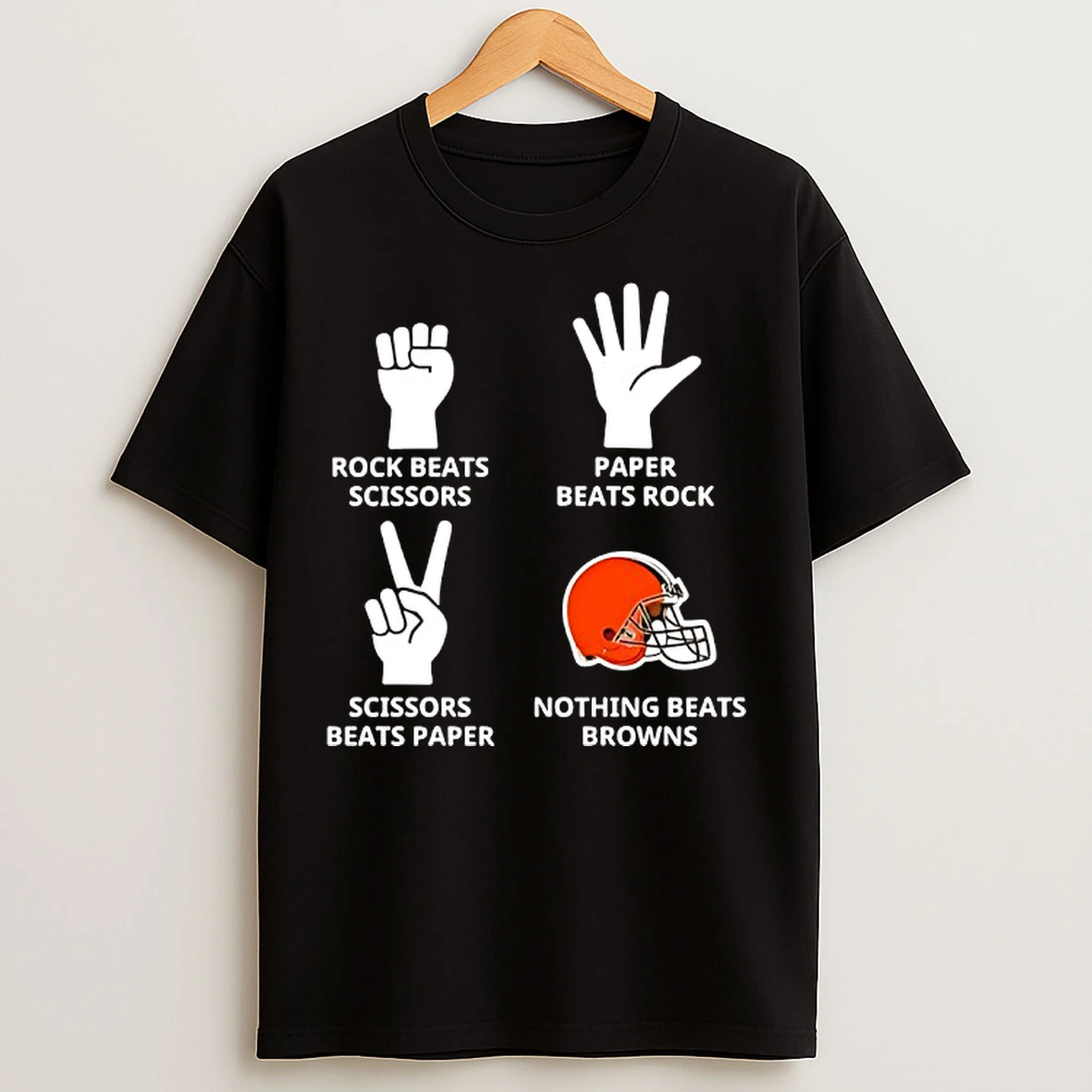 Classic Cleveland Browns Nothing Beats Rock Beats Scissors Paper Beats Rock Scissors Beats Paper T Shirts