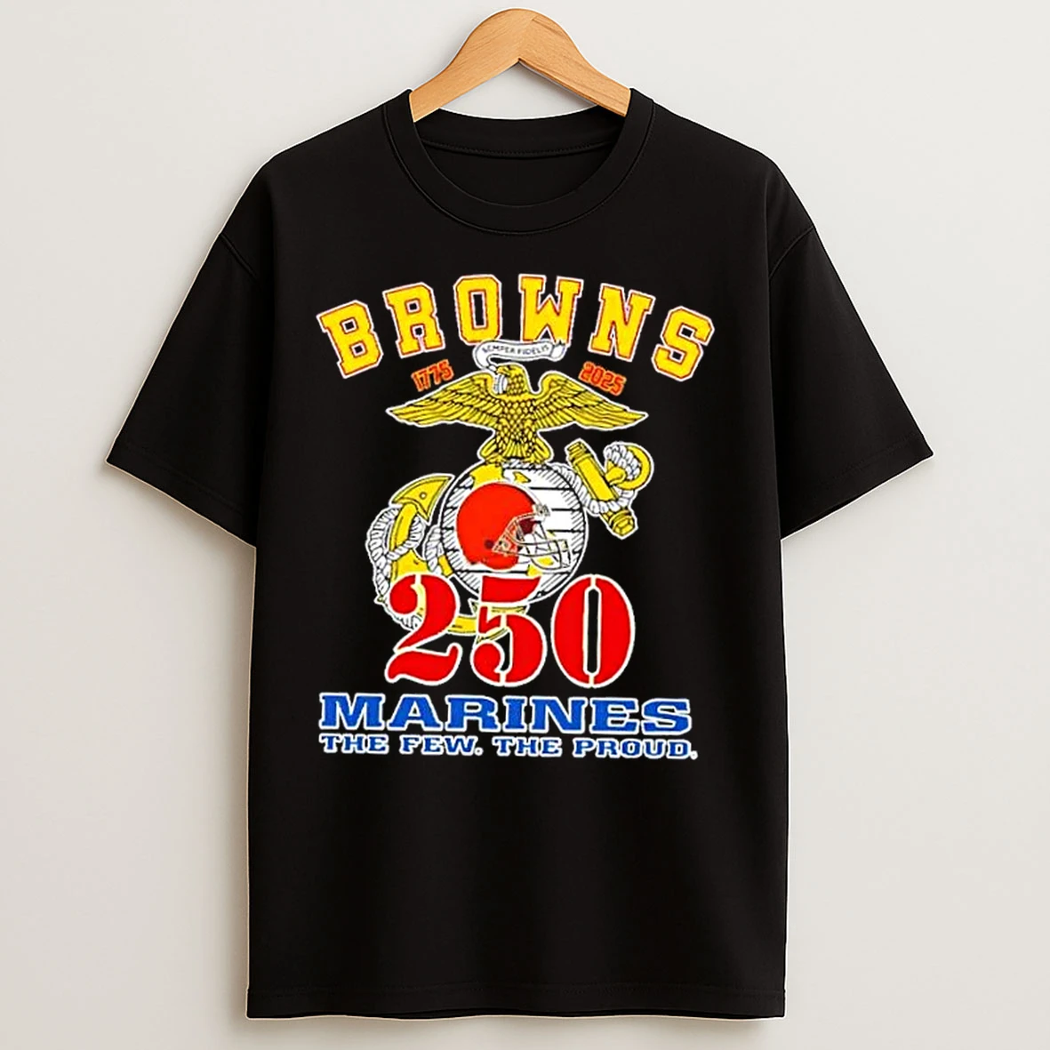 Classic Cleveland Browns X U S M C 250th Birthday Celebration T Shirts