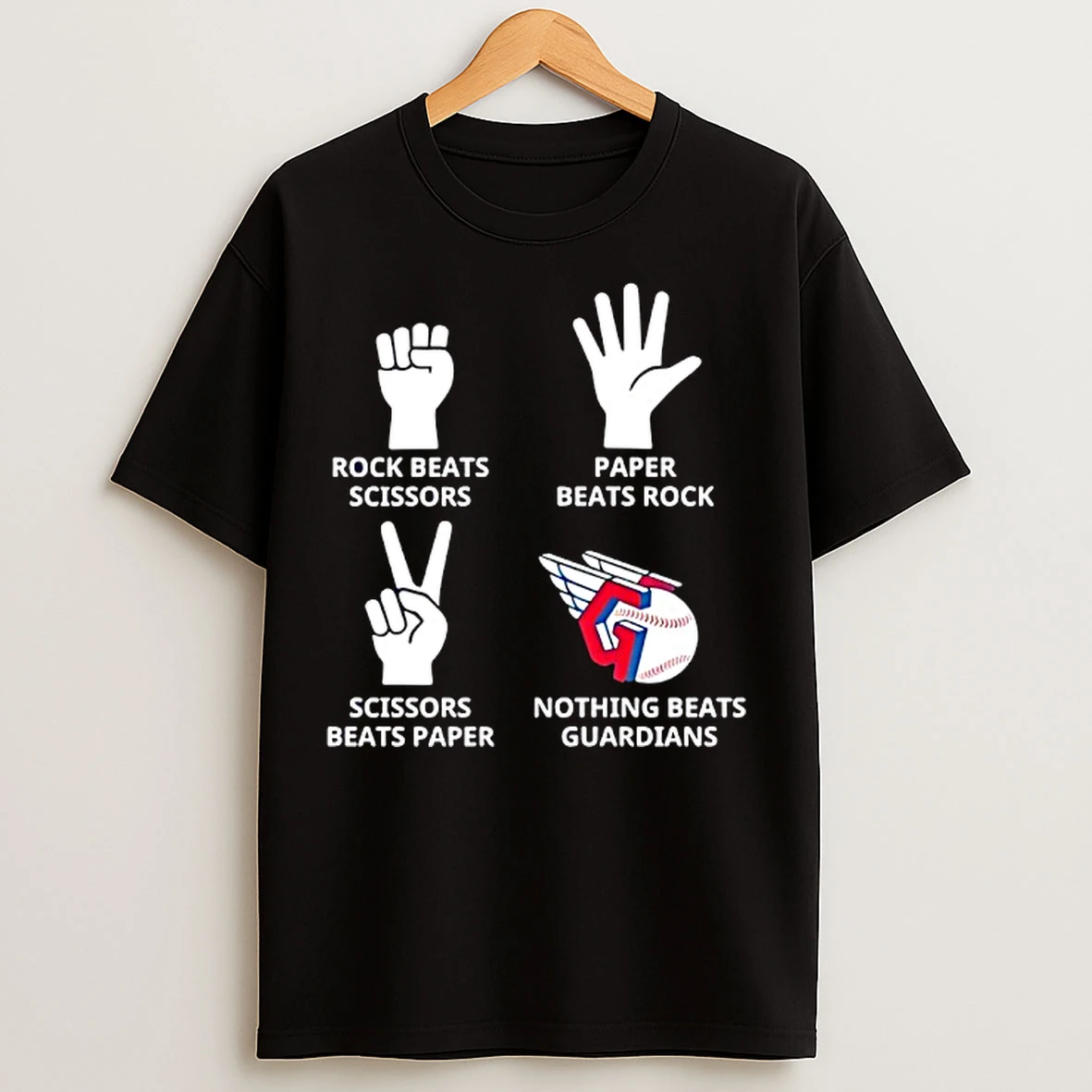 Classic Cleveland Guardians Nothing Beats Rock Beats Scissors Paper Beats Rock Scissors Beats Paper T Shirts