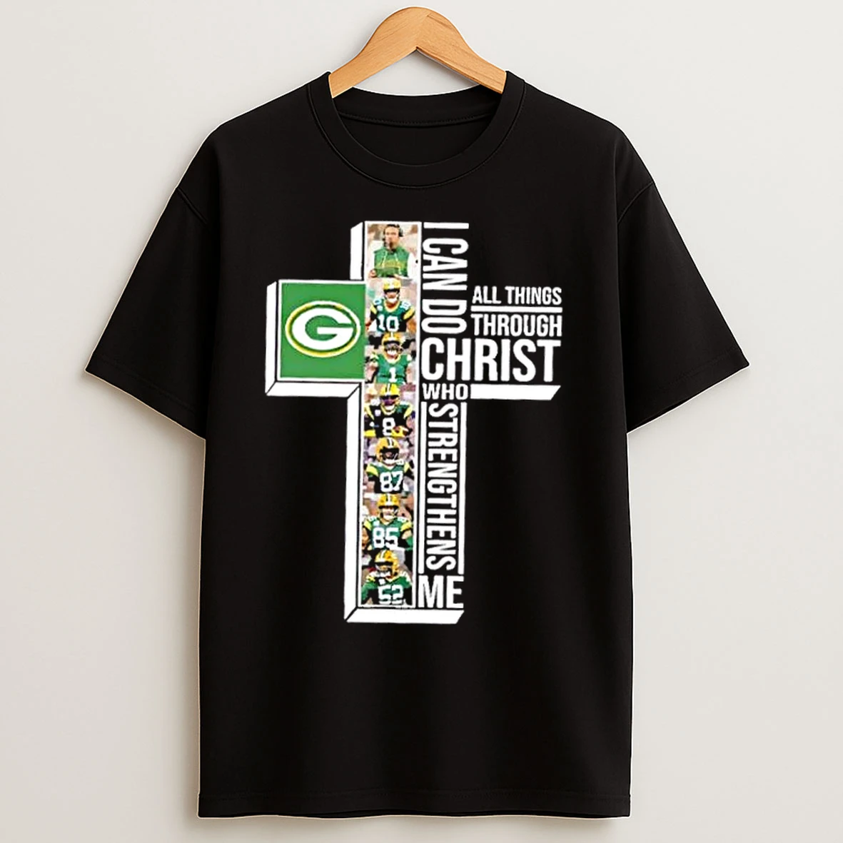 Classic Coach Matt Lafleur And Players Green Bay Packers I Can Do All Things Through Christ Who Strengthens Me T Shirts