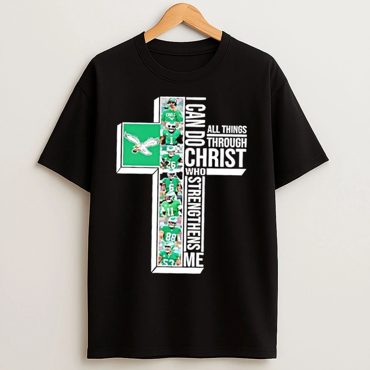 Classic Coach Nick Sirianni And Players Philadelphia Eagles I Can Do All Things Through Christ Who Strengthens Me T Shirts
