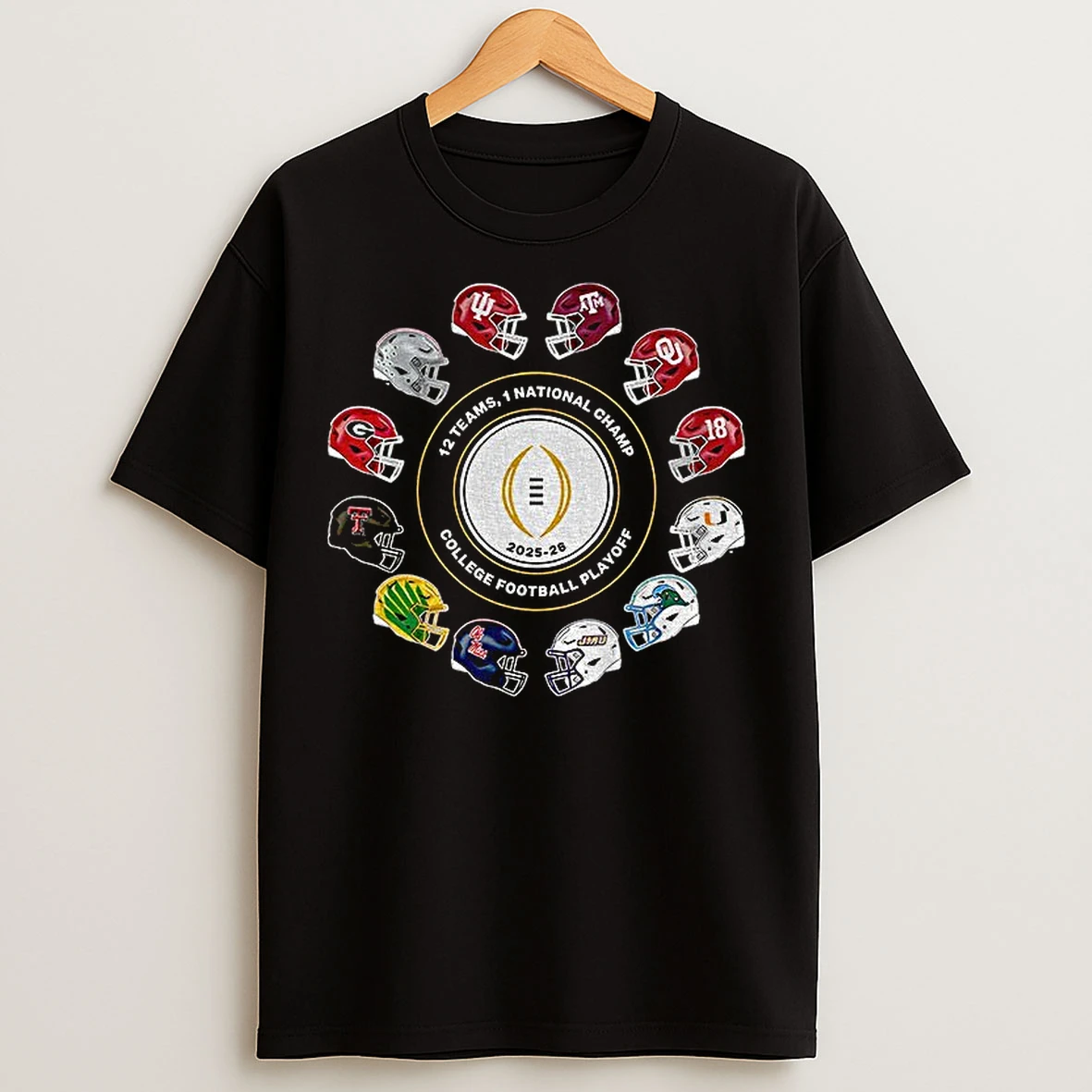 Classic College Football Playoff 2026 Exclusive 12 Teams Playoff Helmet T Shirts