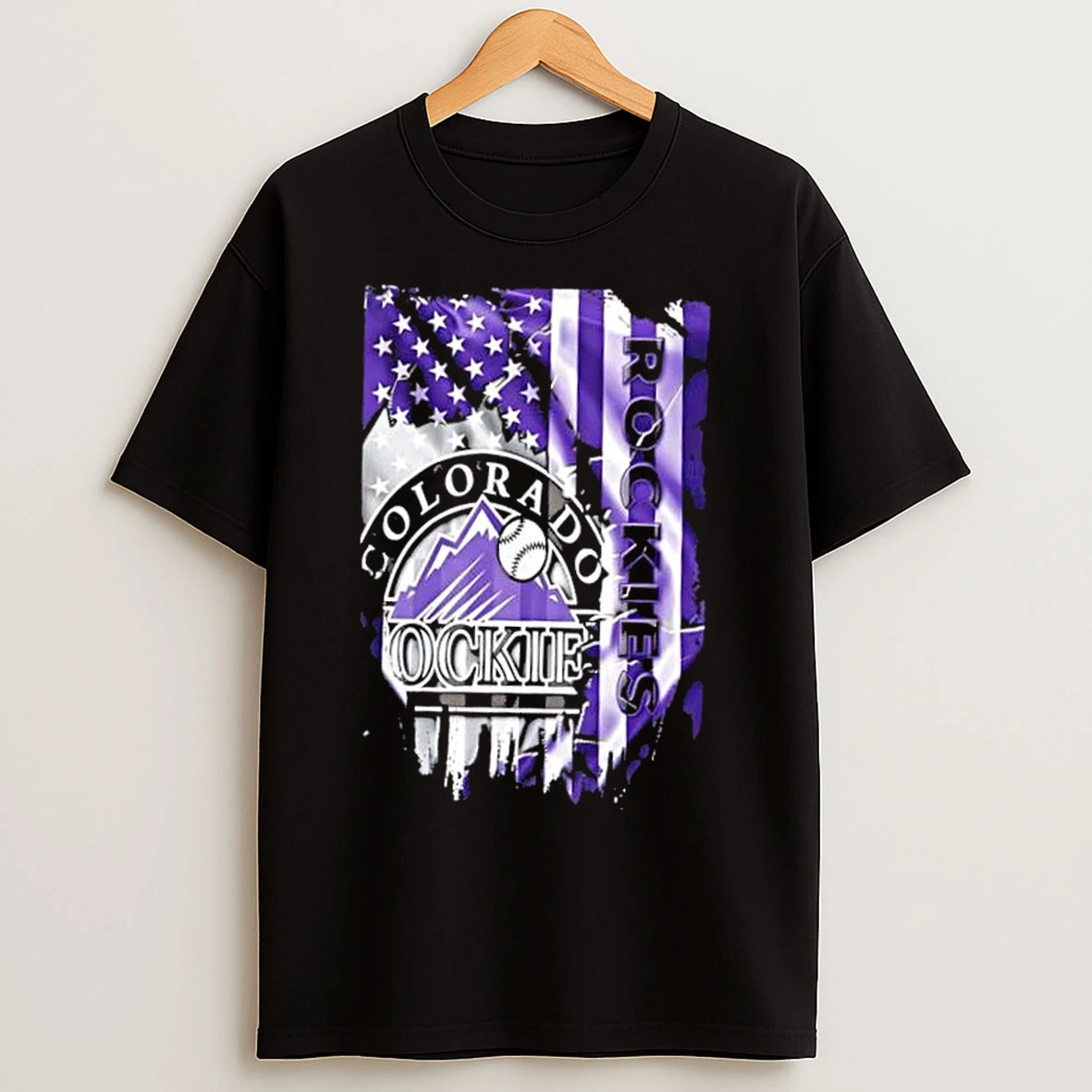 Classic Colorado Rockies Baseball X American Flag T Shirts