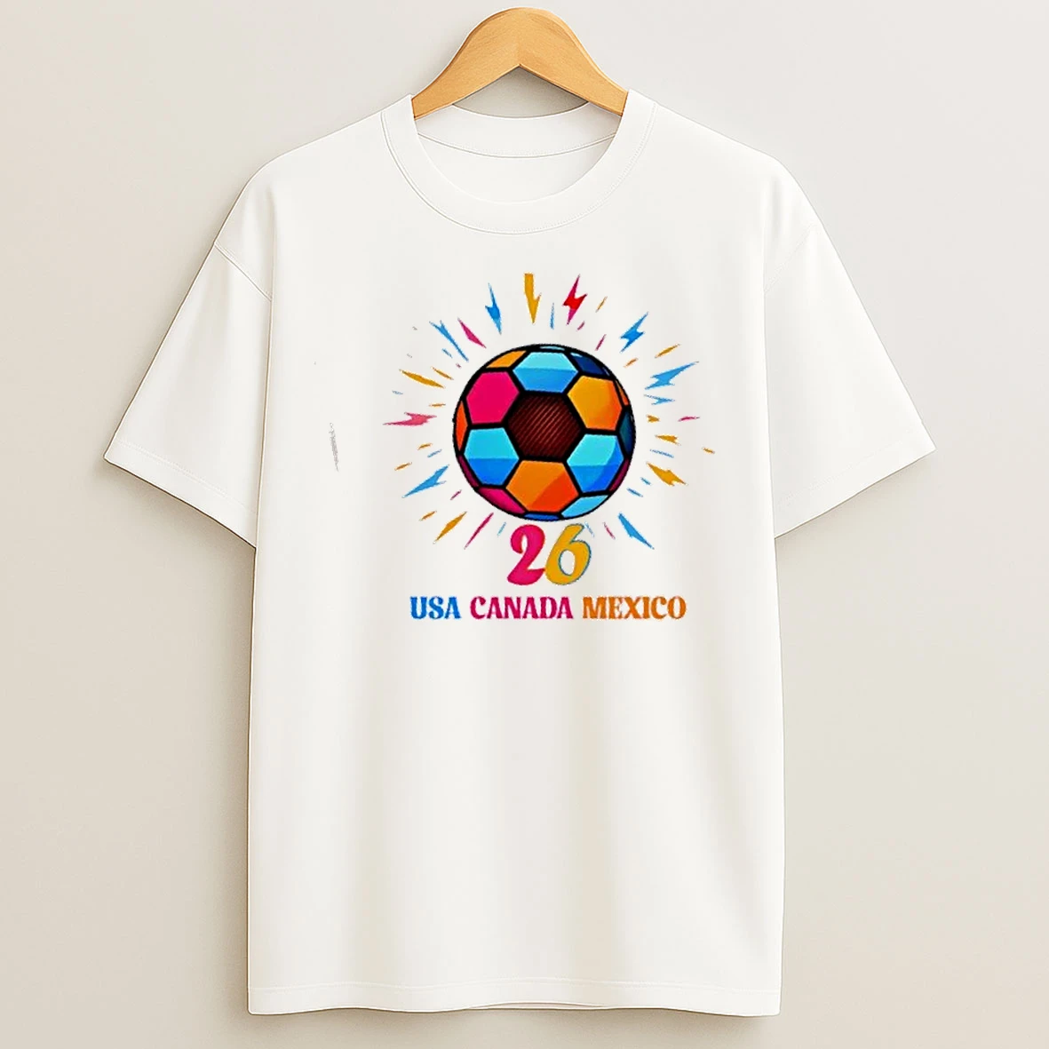 Classic Colorful Soccer Ball Usa Canada Mexico 2026 T Shirts