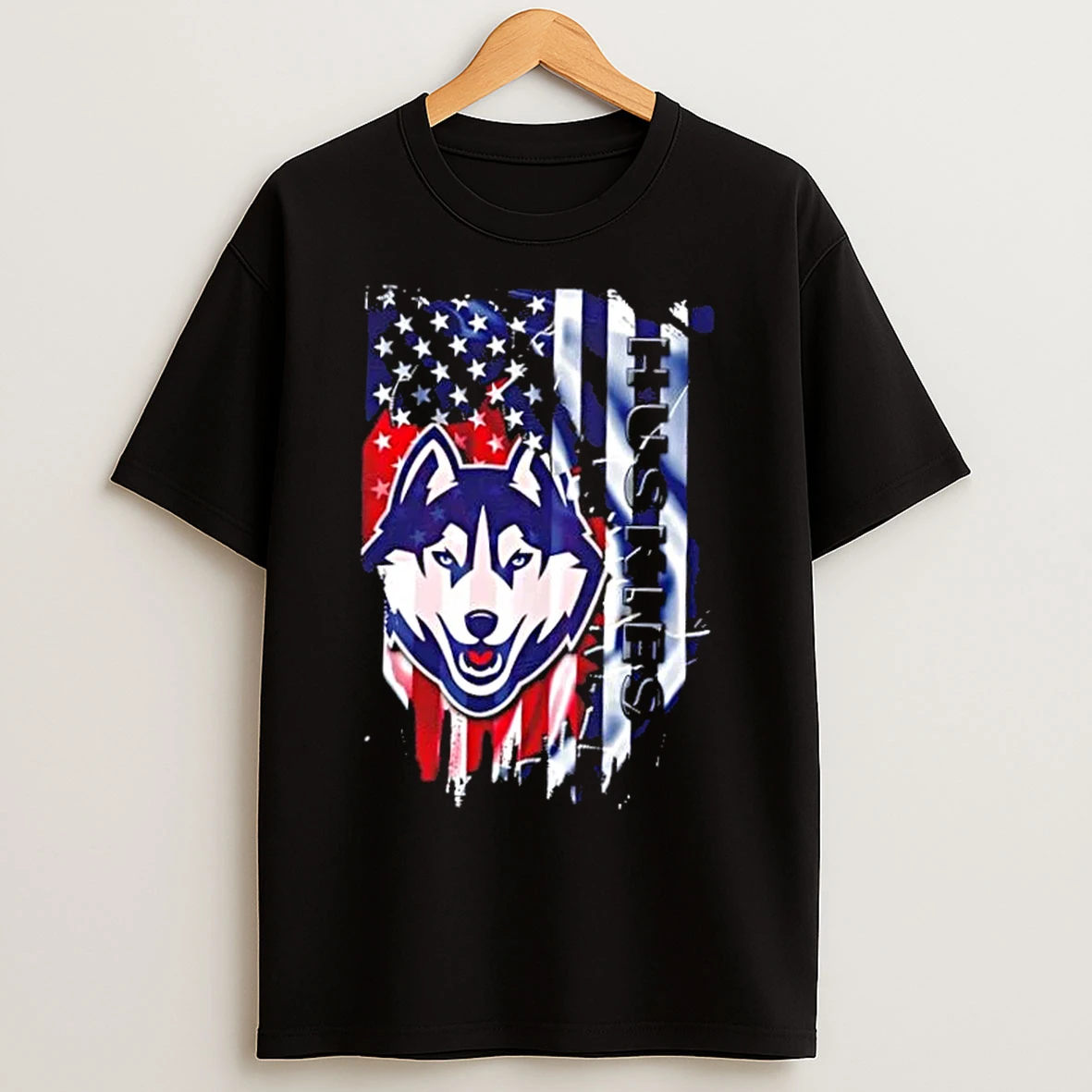 Classic Connecticut Huskies Football X American Flag T Shirts
