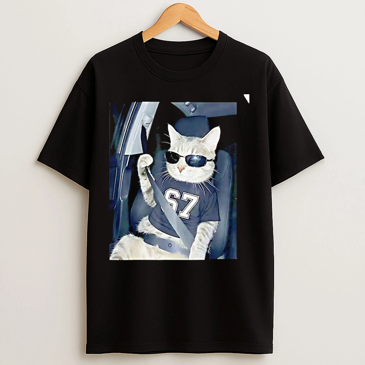 Classic Cool Cat Wearing Tee 6 7 And Sunglasses Buckle Up Meme T Shirts