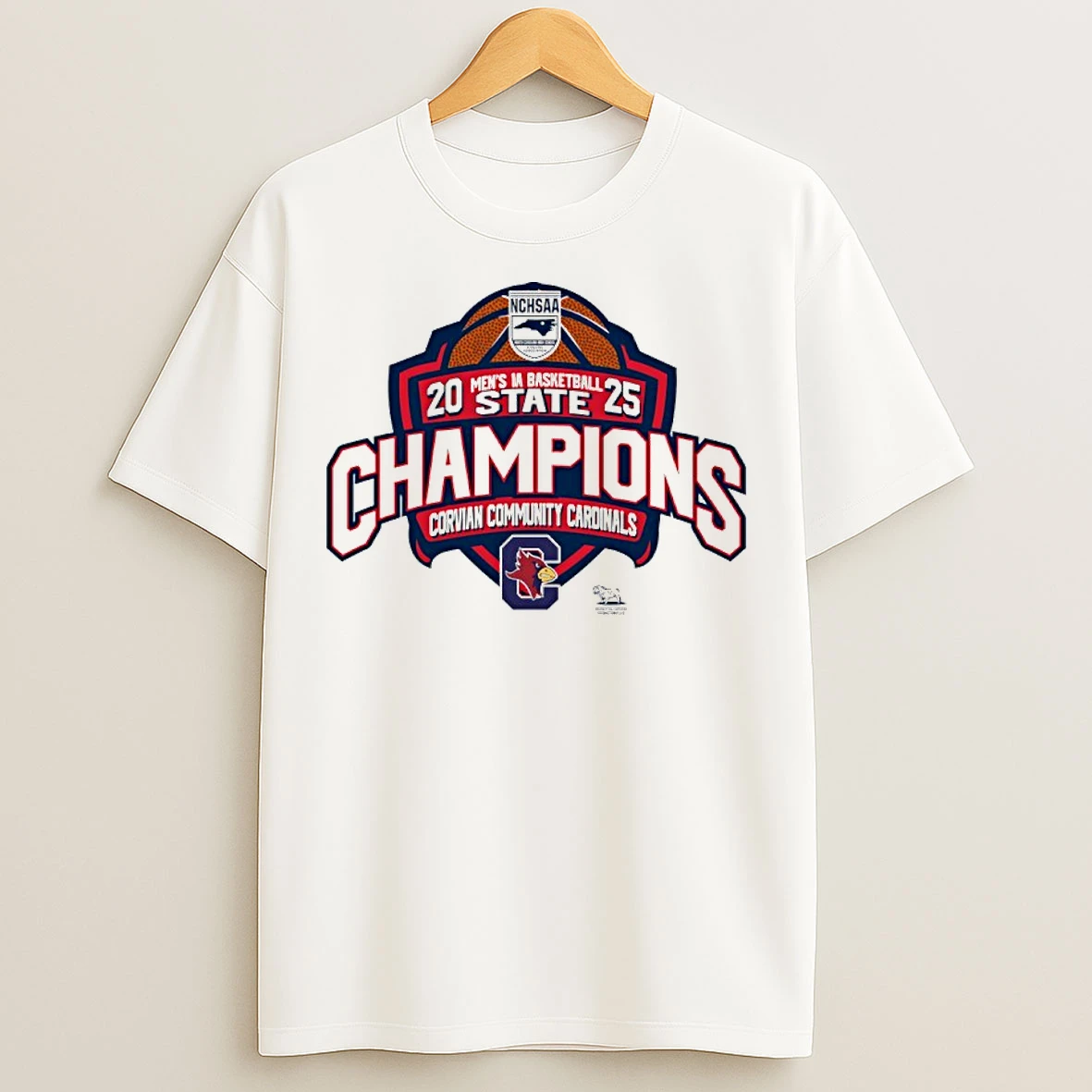 Classic Corvian Community Cardinals 2025 Mens 1a Basketball State Champions T Shirts