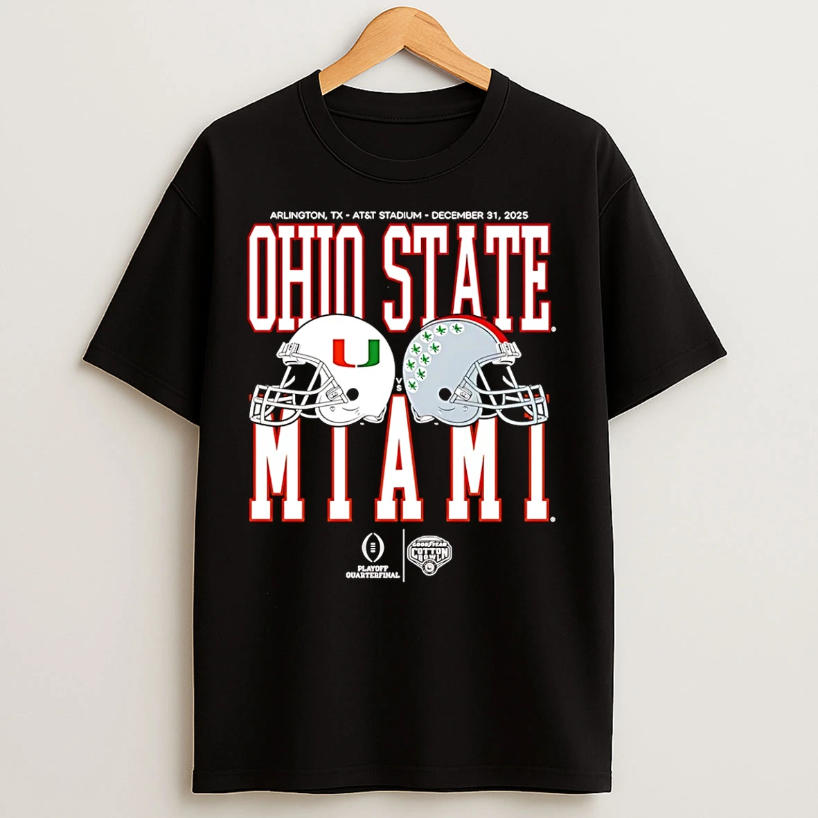 Classic Cotton Bowl Classic 2025 Miami Vs Ohio State Helmet Matchup T Shirts