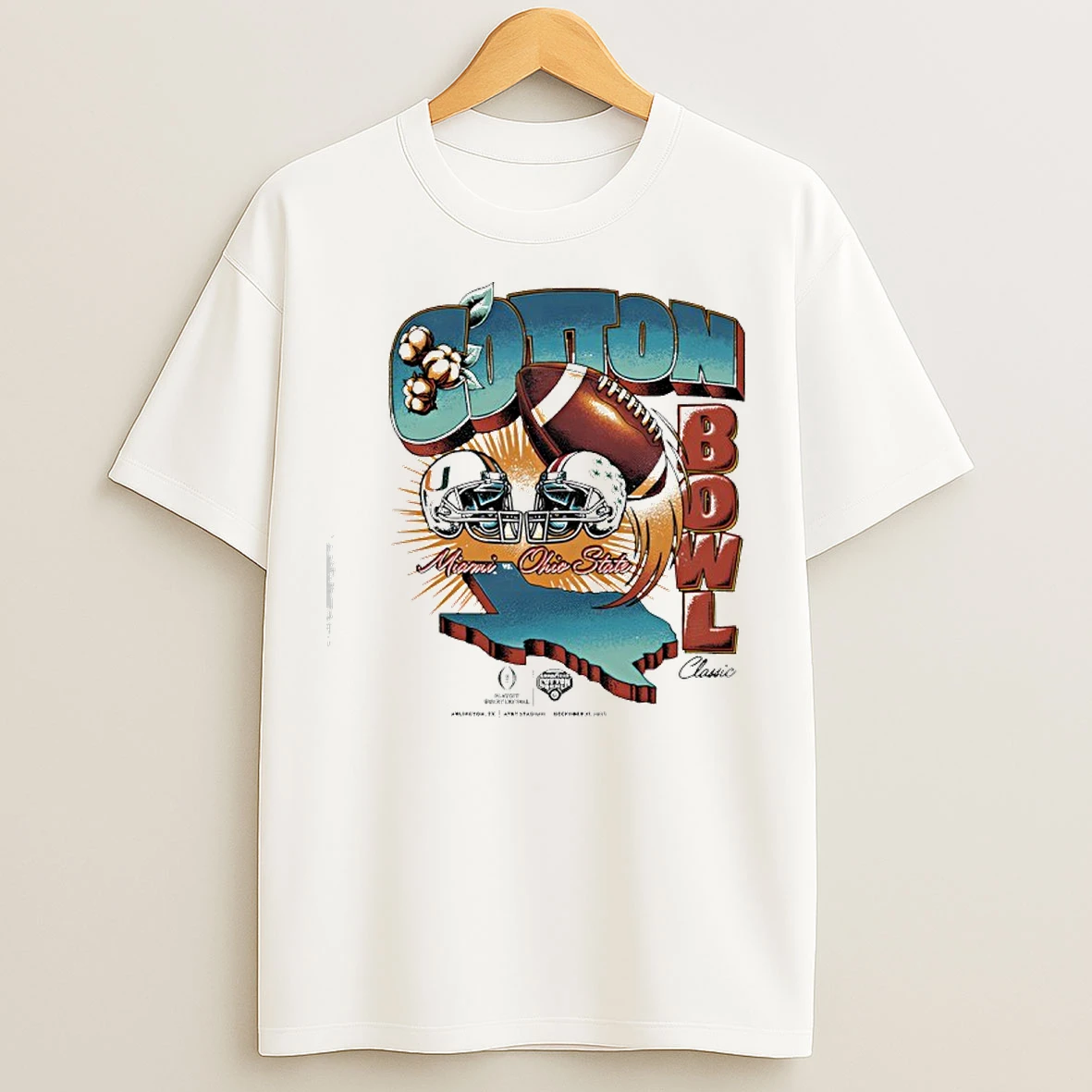 Classic Cotton Bowl Classic 2025 Miami Vs Ohio State Matchup T Shirts