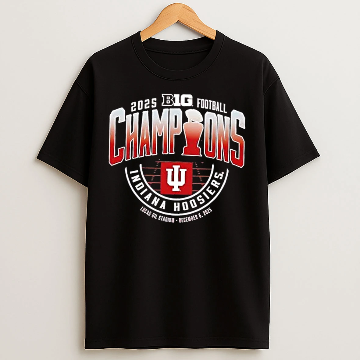 Classic Crimson Indiana Hoosiers 2025 Big Ten Football Champions Locker Room T Shirts