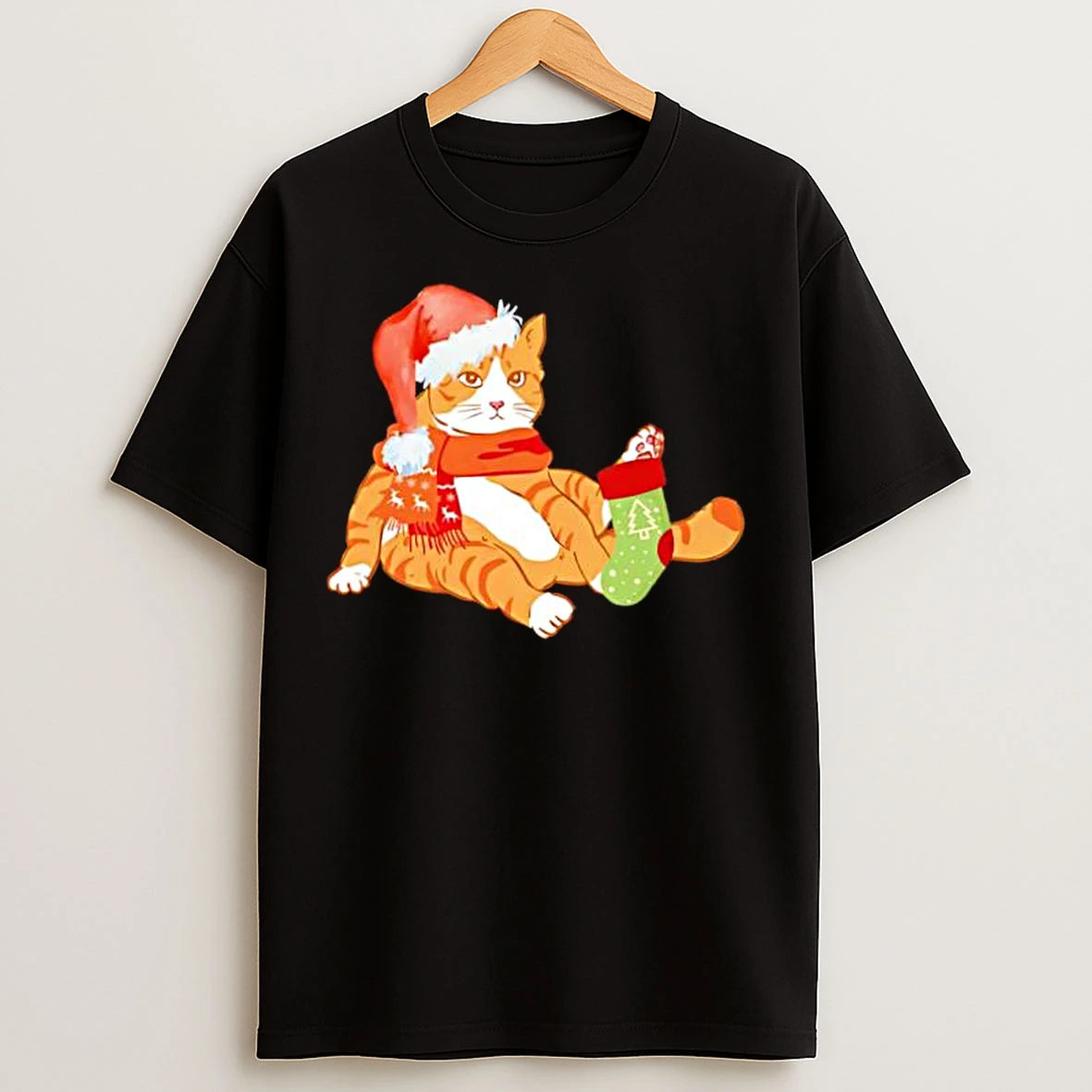 Classic Cute Christmas Orange Cat Stylish T Shirts
