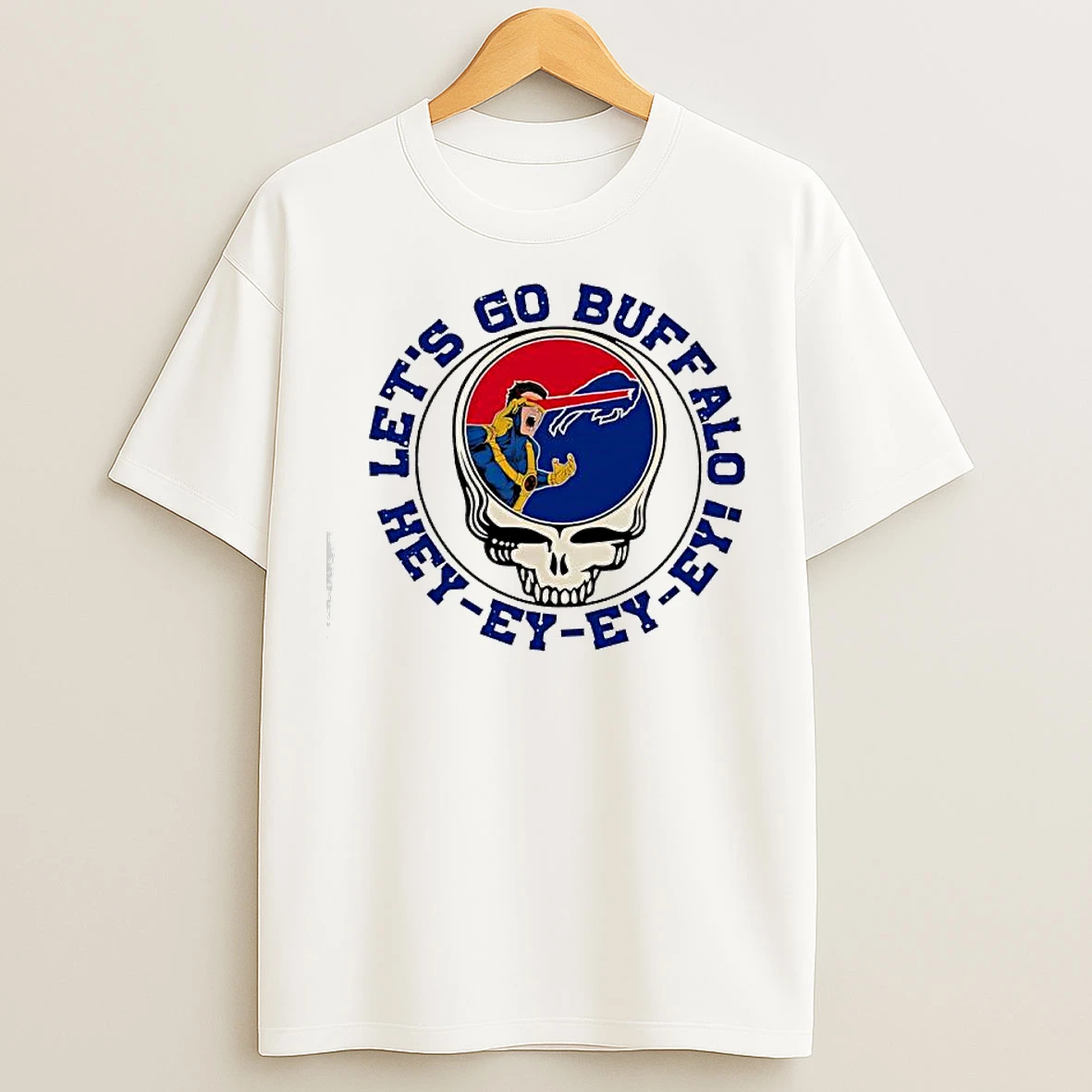Classic Cyclops X Grateful Deads Steal Your Face Lets Go Buffalo Bills Nfl Hey Ey Ey Ey T Shirts
