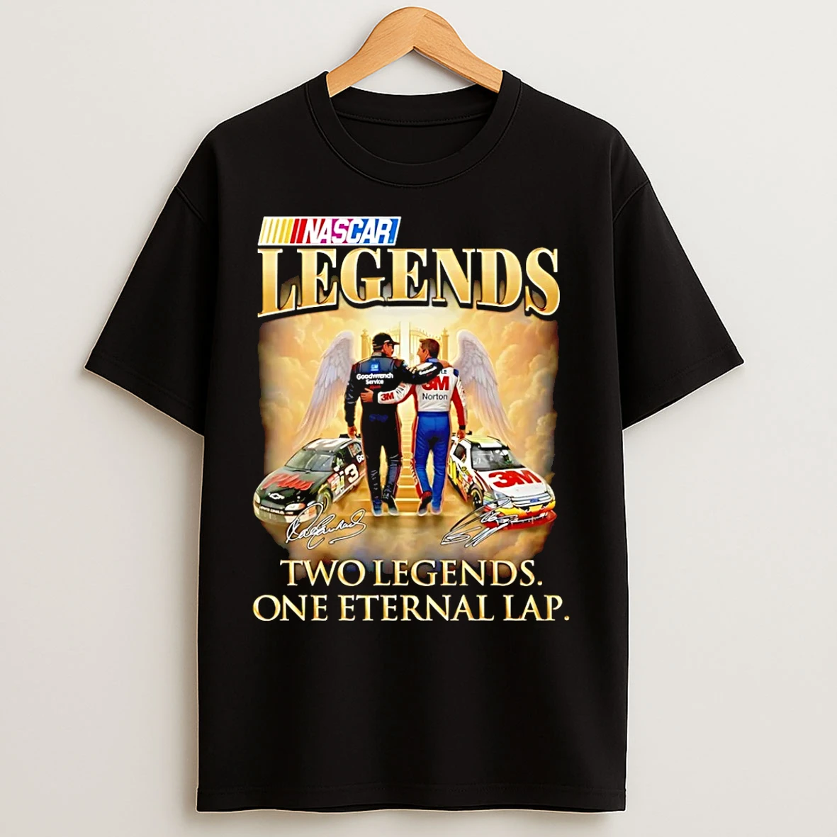Classic Dale Earnhardt And Greg Biffle Nascar Legends Two Legends One Eternal Lap T Shirts