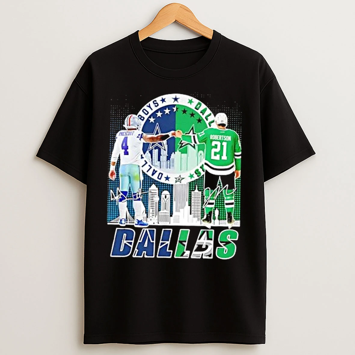 Classic Dallas City Sports Prescott Cowboys X Robertson Stars Skyline T Shirts