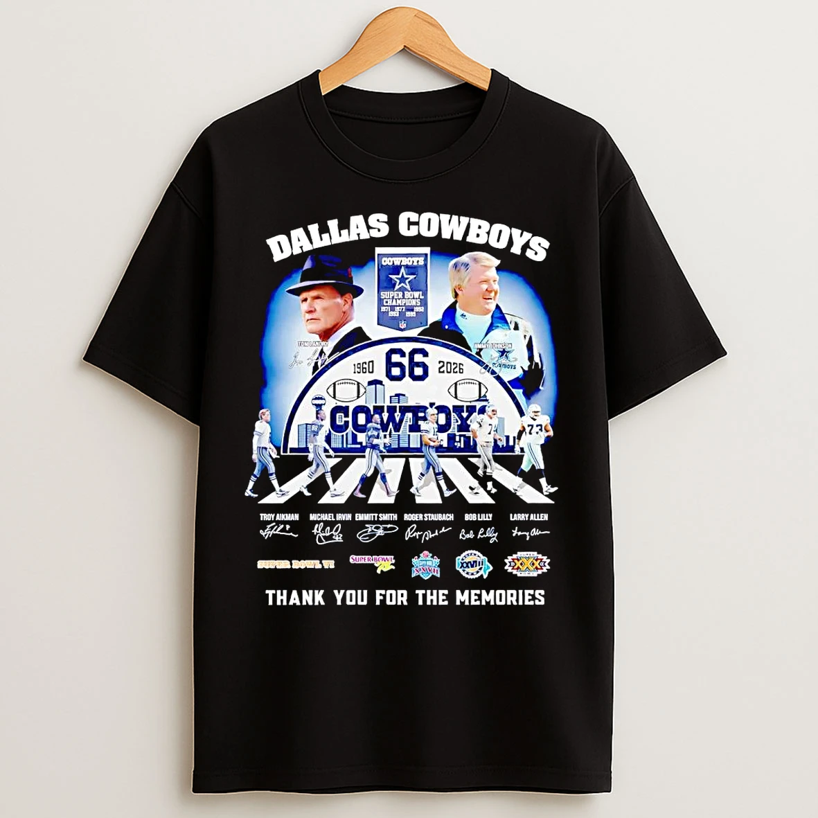 Classic Dallas Cowboys 66 Seasons 1960 2026 Thank You For The Memories T Shirts