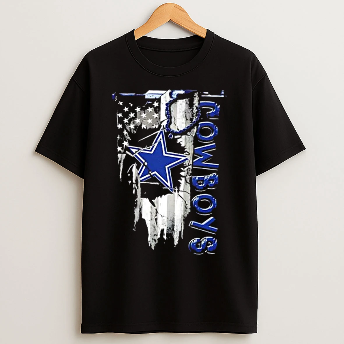 Classic Dallas Cowboys Football Battle Shattered Usa Flag Rip Design T Shirts