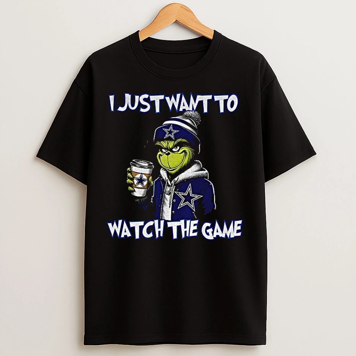 Classic Dallas Cowboys Grinch I Just Want To Watch The Game Christmas T Shirts