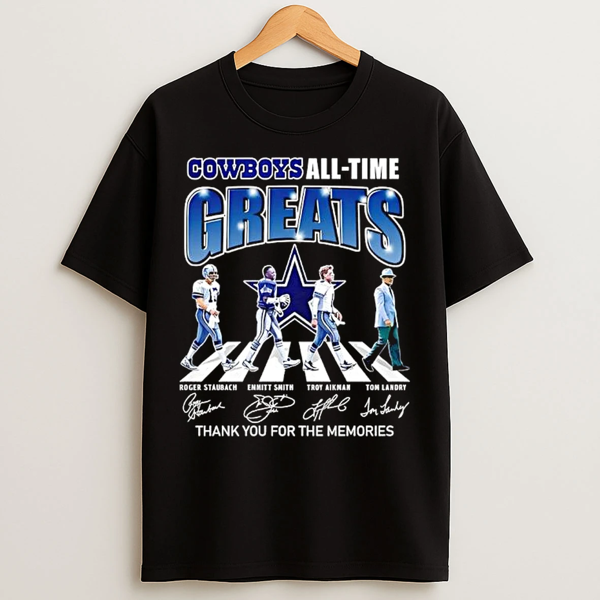 Classic Dallas Cowboys All Time Greats Thank You Memories Signatures Abbey Road T Shirts