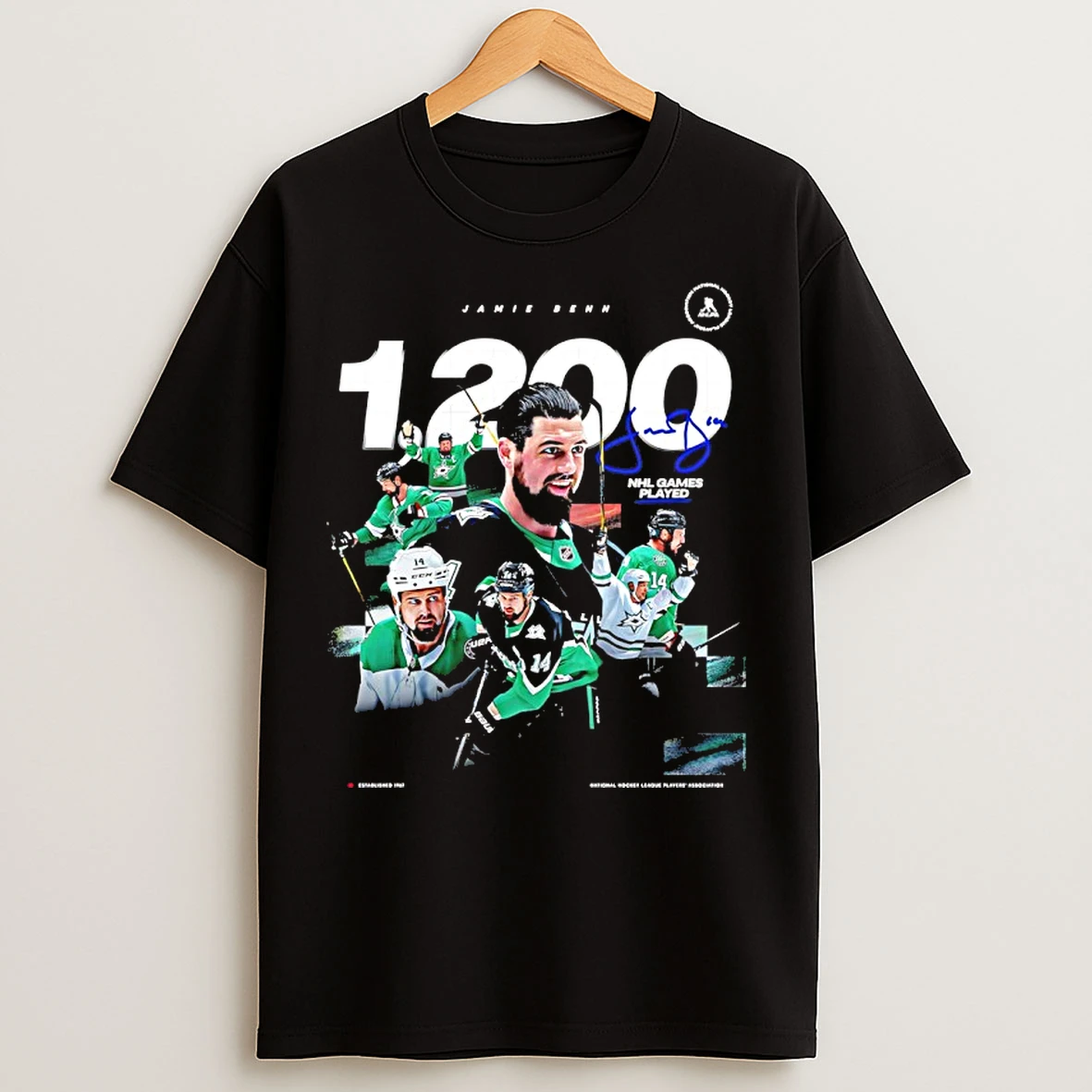 Classic Dallas Stars Jamie Benn Nhl Point 1200 Signature T Shirts