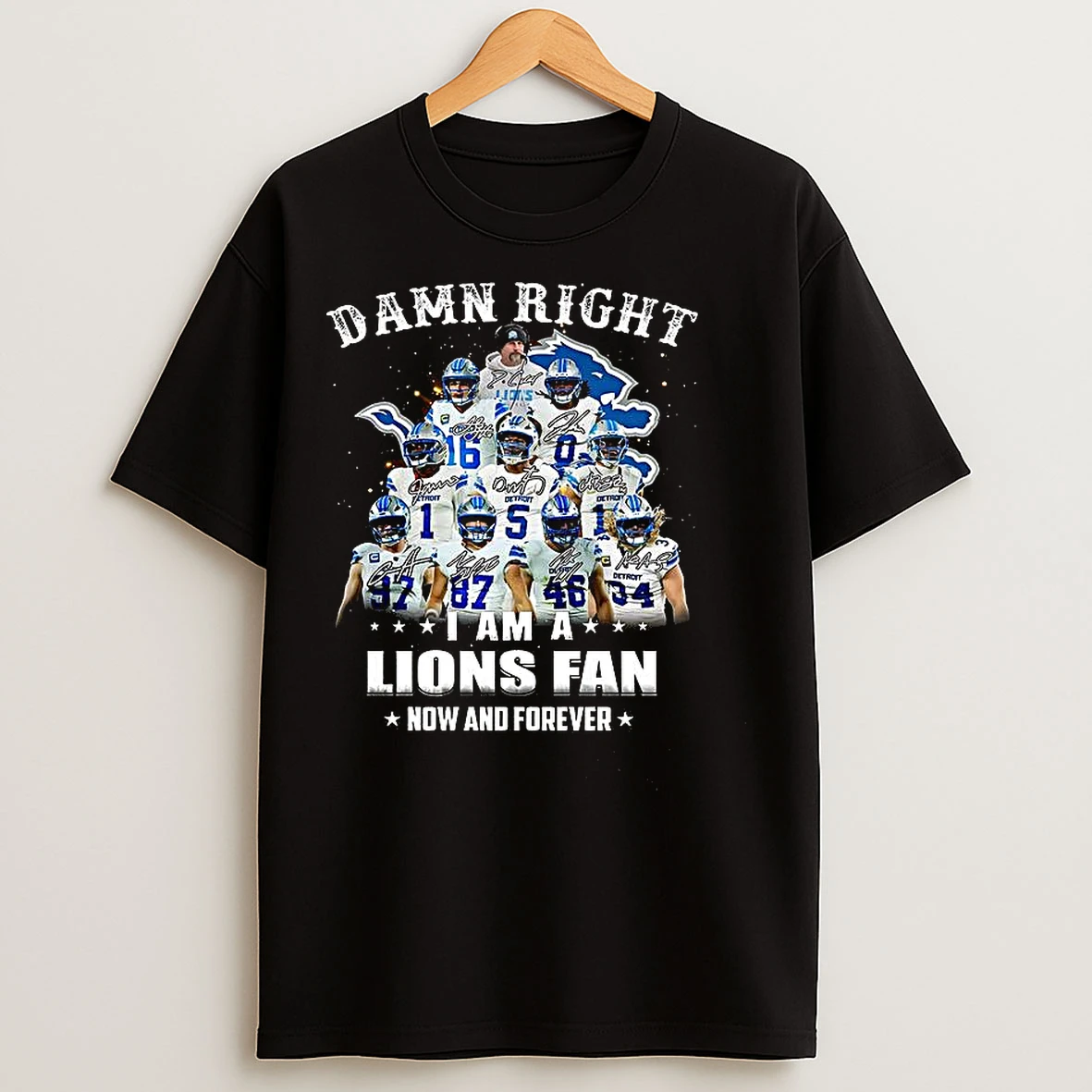 Classic Damn Right I Am A Detroit Lions Fan Now And Forever Signature T Shirts