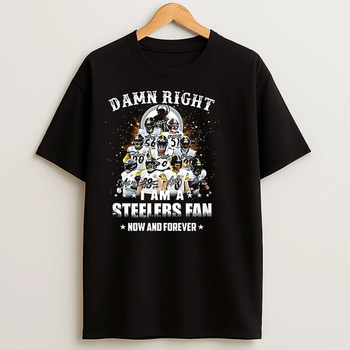 Classic Damn Right I Am A Pittsburgh Steelers Fan Now And Forever Signature T Shirts