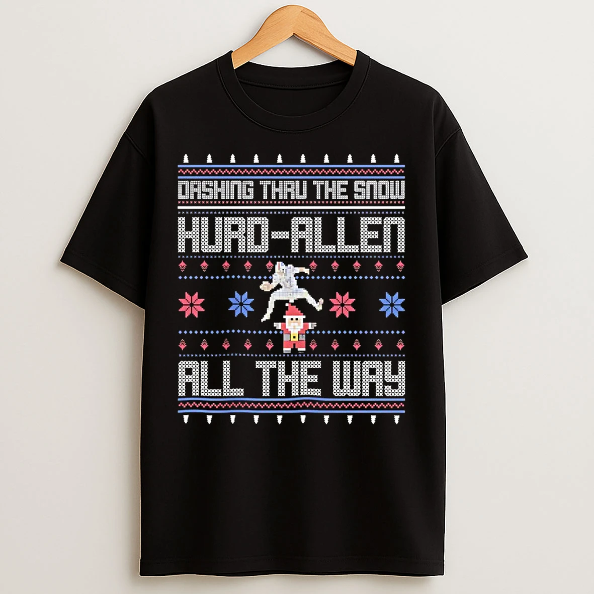 Classic Dashing Thru The Snow Hurd Allen All The Way Ugly Christmas T Shirts
