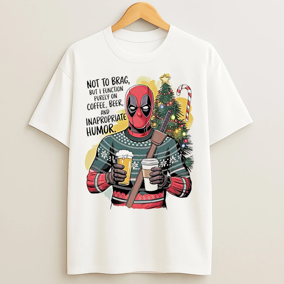Classic Deadpool Not To Brag But I Function Purely On Coffee Beer T Shirts