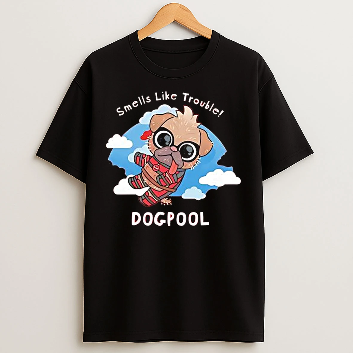 Classic Deadpool Smells Like Trouble Dogpool Graphic T Shirts