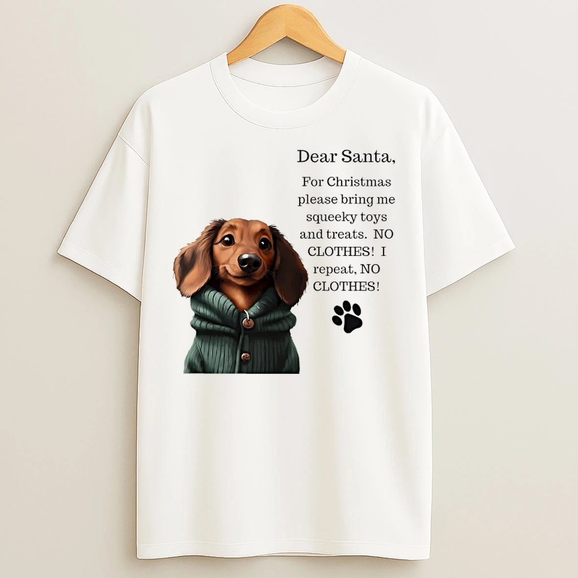 Classic Dear Santa For Christmas Please Bring Me Squeeky Toys And Treats Dog T Shirts
