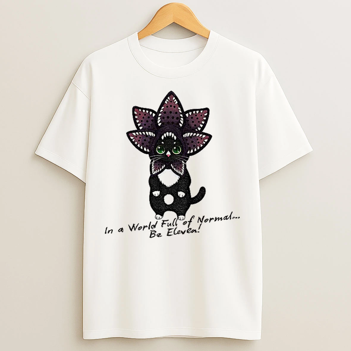 Classic Demogorgon Cat In A World Full Of Normal Be Eleven Cartoon T Shirts