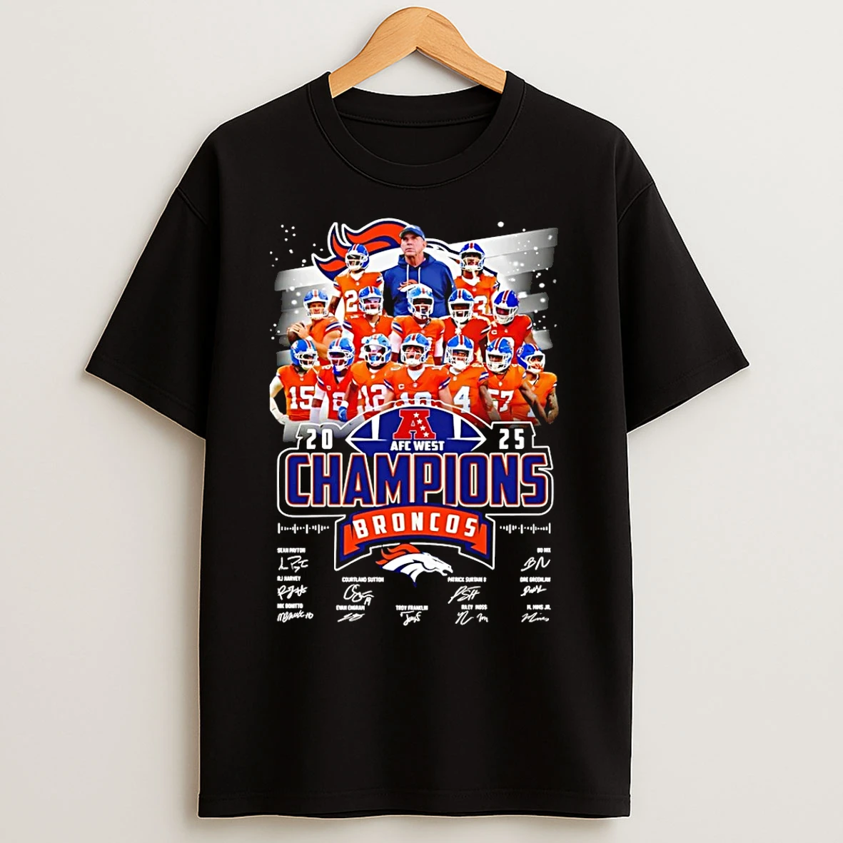 Classic Denver Broncos 2025 Afc West Champions Signatures T Shirts