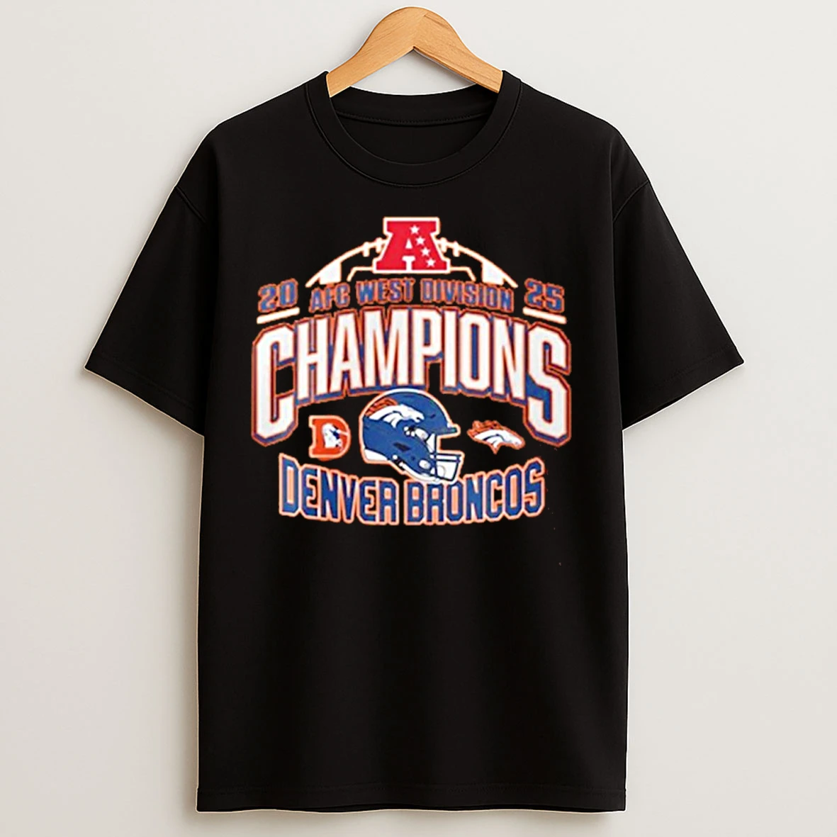Classic Denver Broncos 2025 Afc West Division Champions Helmet T Shirts