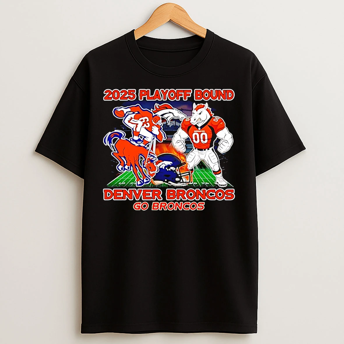 Classic Denver Broncos 2025 Playoff Bound Mascot T Shirts