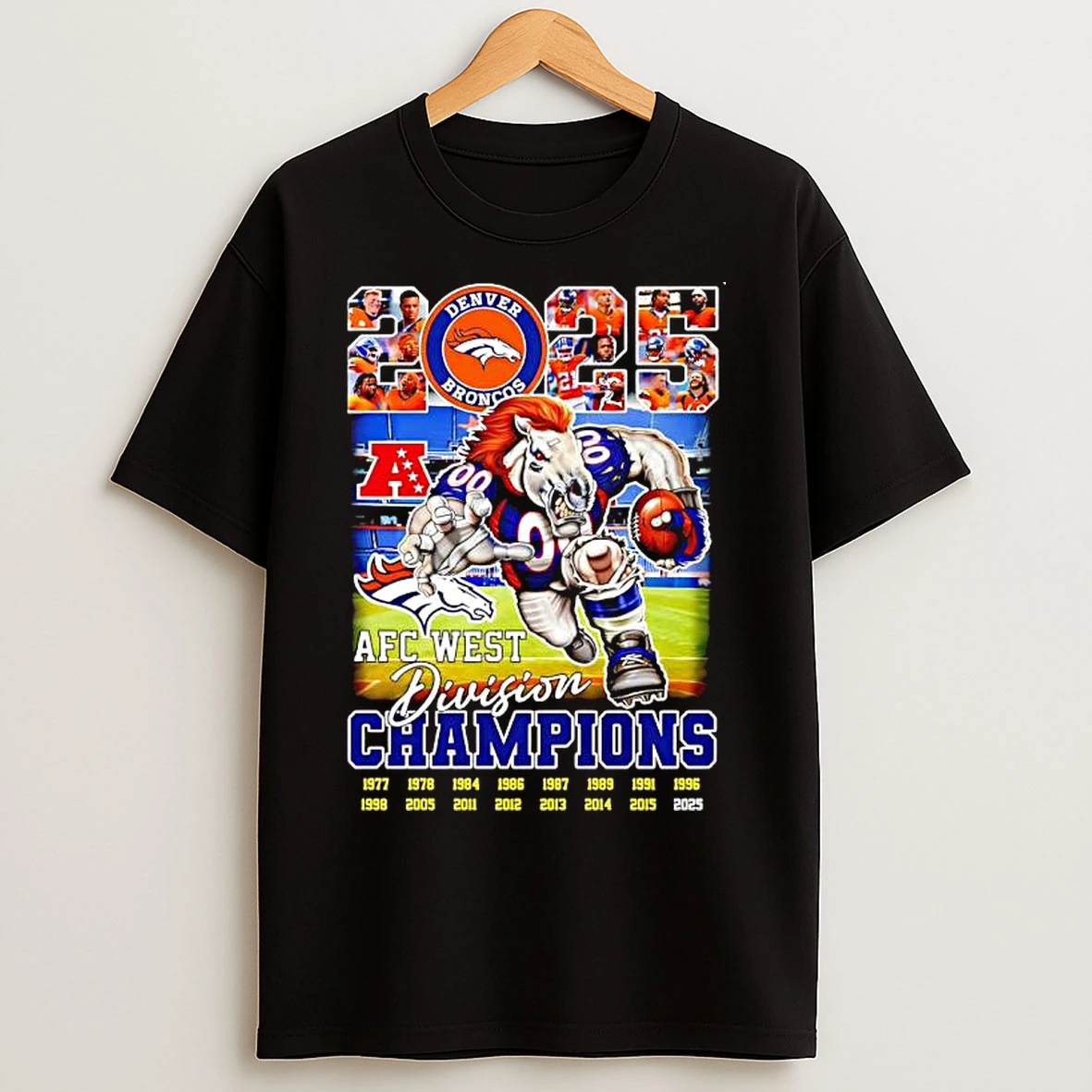 Classic Denver Broncos Afc West Division Champions 2025 Mascot T Shirts