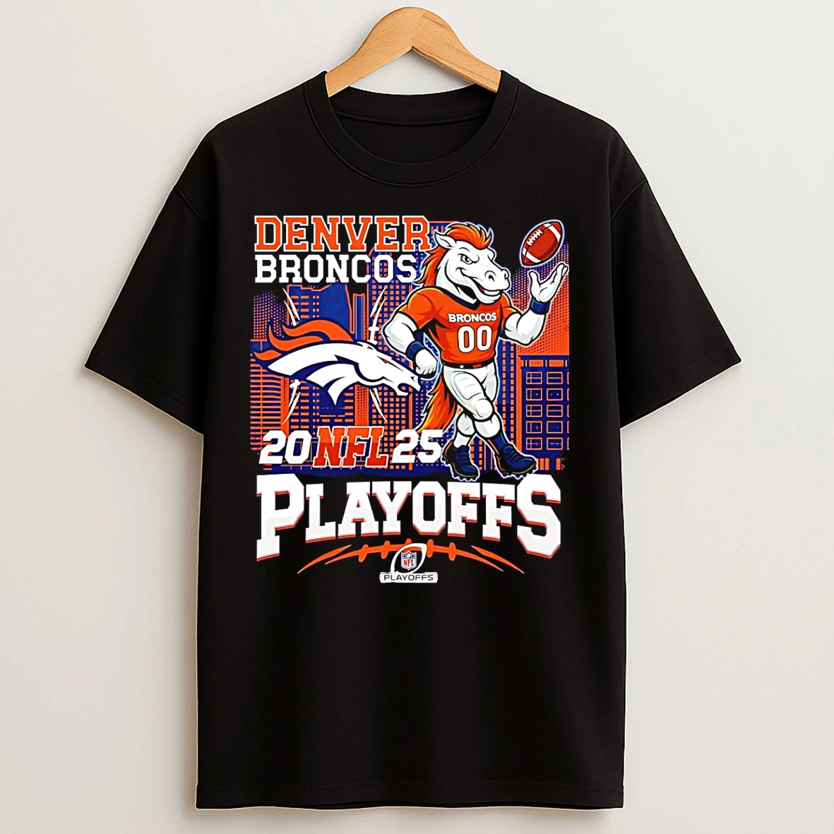 Classic Denver Broncos Football 2025 Nfl Playoff Mascot T Shirts