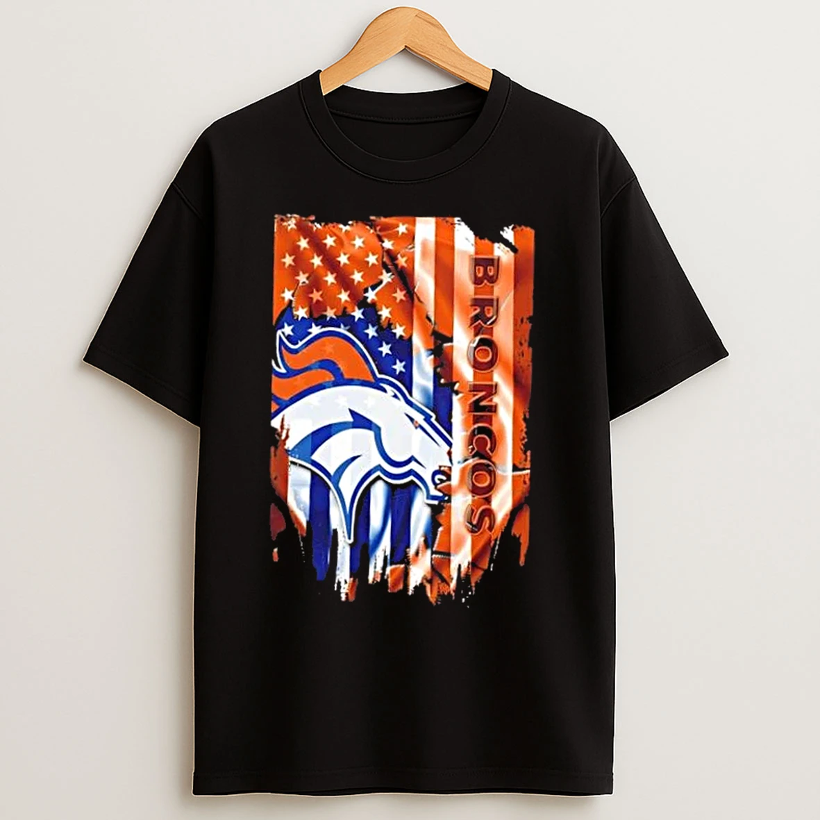 Classic Denver Broncos Football X American Flag T Shirts
