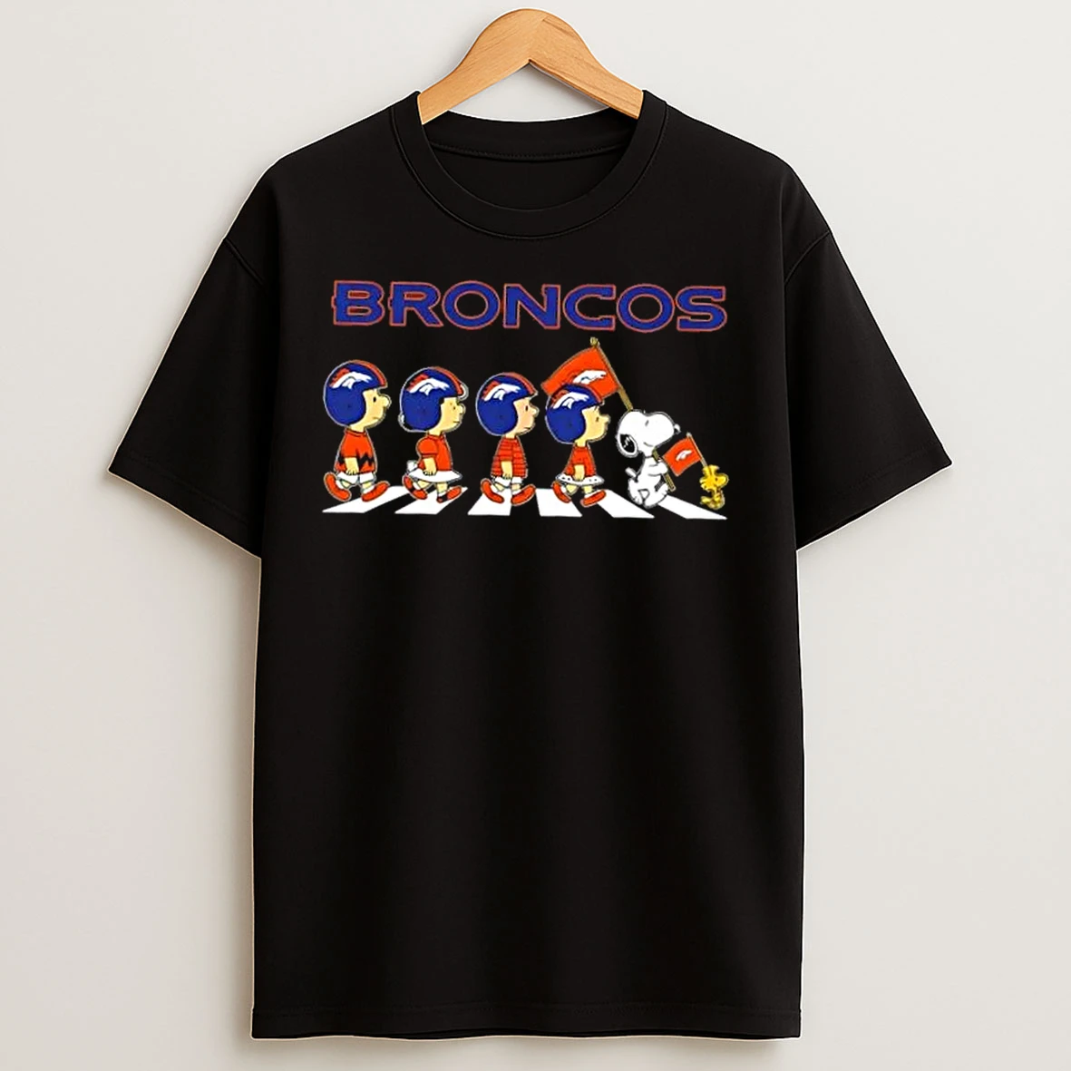 Classic Denver Broncos X Peanuts Snoopy And Friends Abbey Road T Shirts