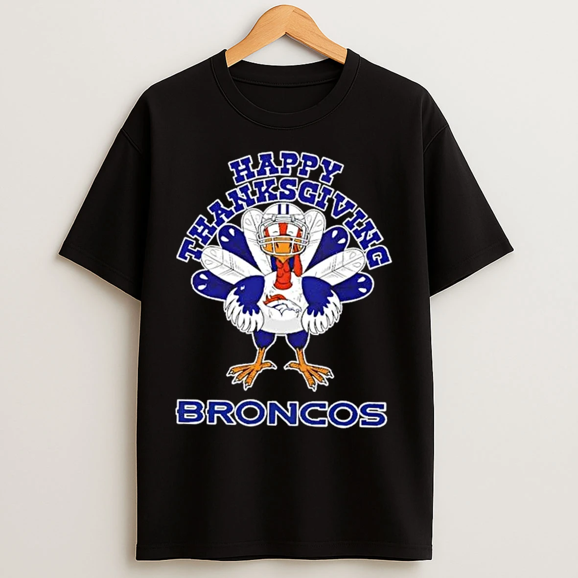 Classic Denver Broncos X Turkey Happy Thanksgiving Graphic T Shirts
