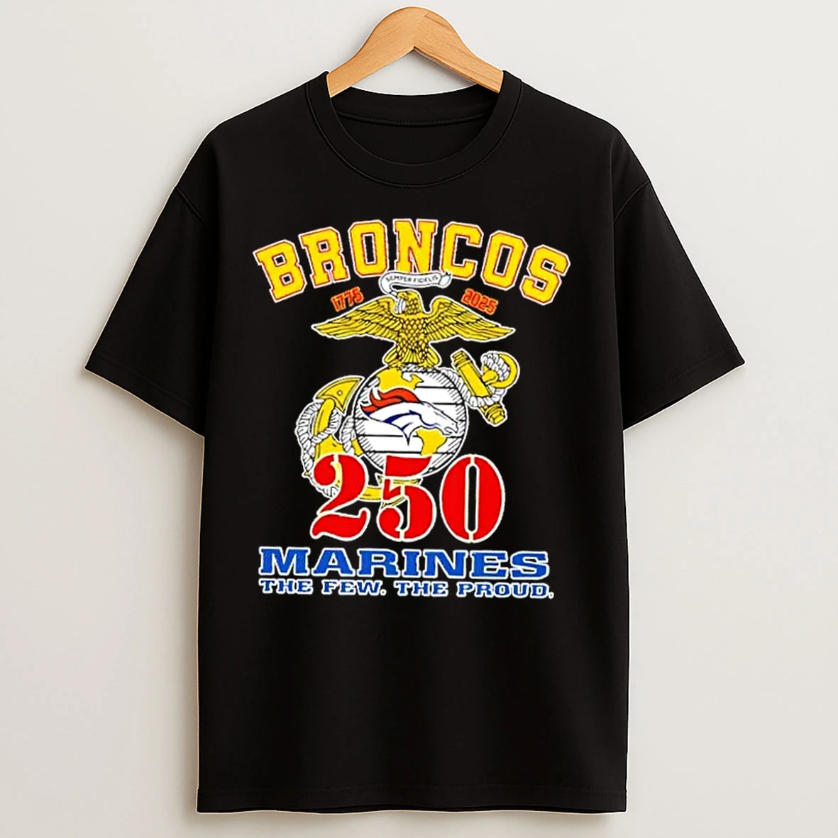 Classic Denver Broncos X U S M C 250th Birthday Celebration T Shirts