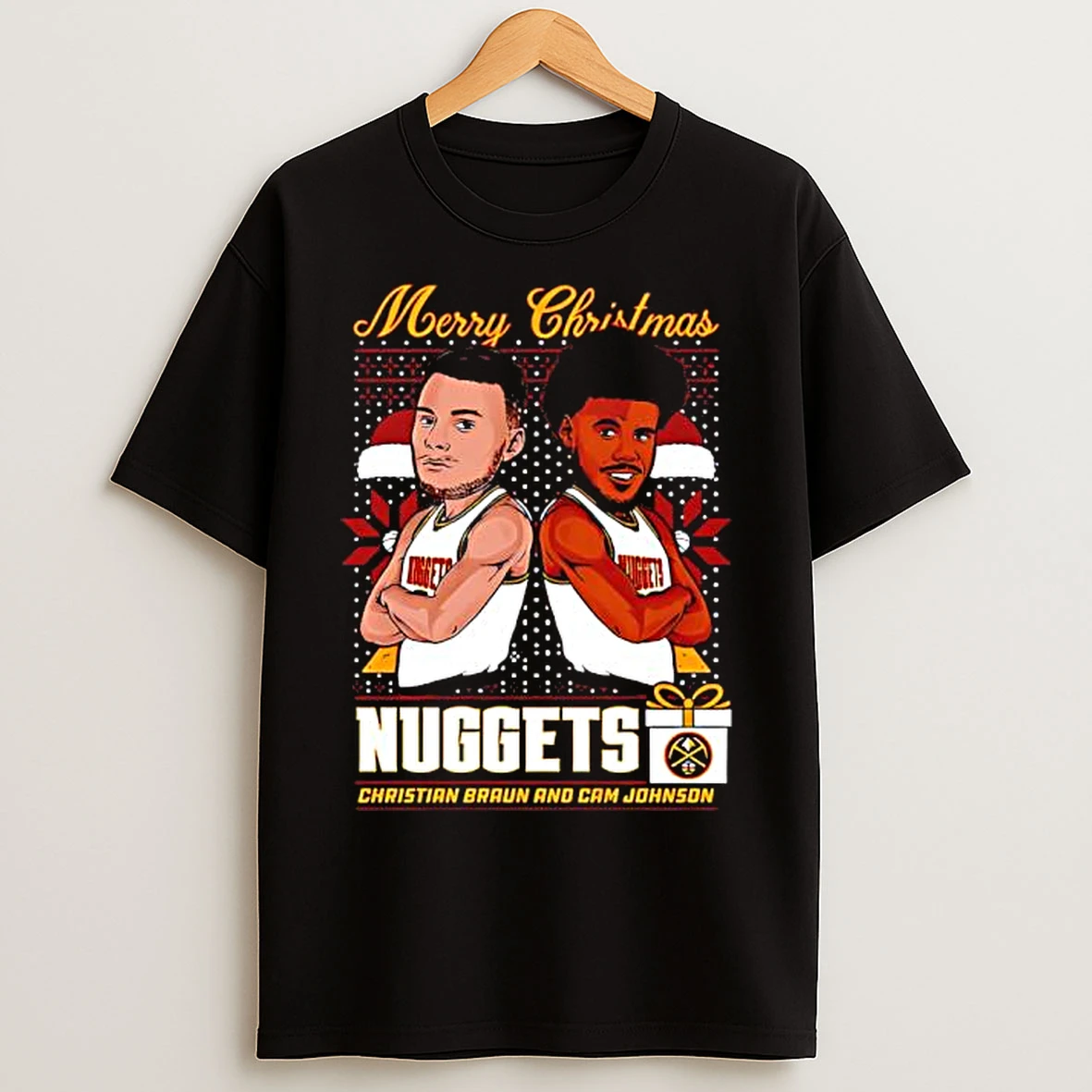 Classic Denver Nuggets Christmas Braun Johnson Graphic T Shirts
