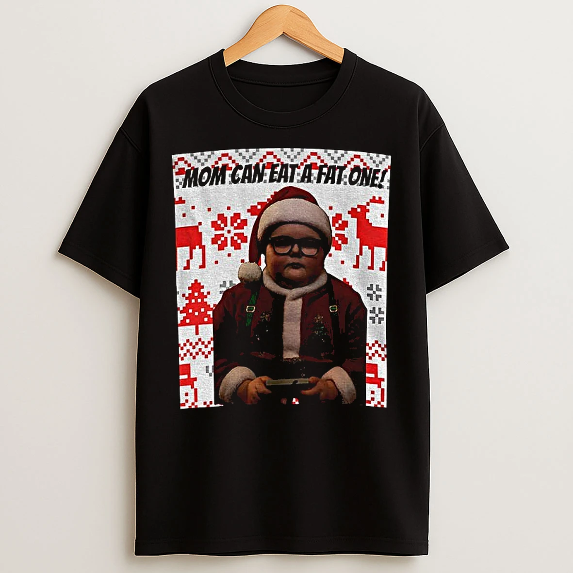 Classic Derek Turnbow Santa Hat Stranger Things Mom Can Eat A Fat One Merry Christmas T Shirts