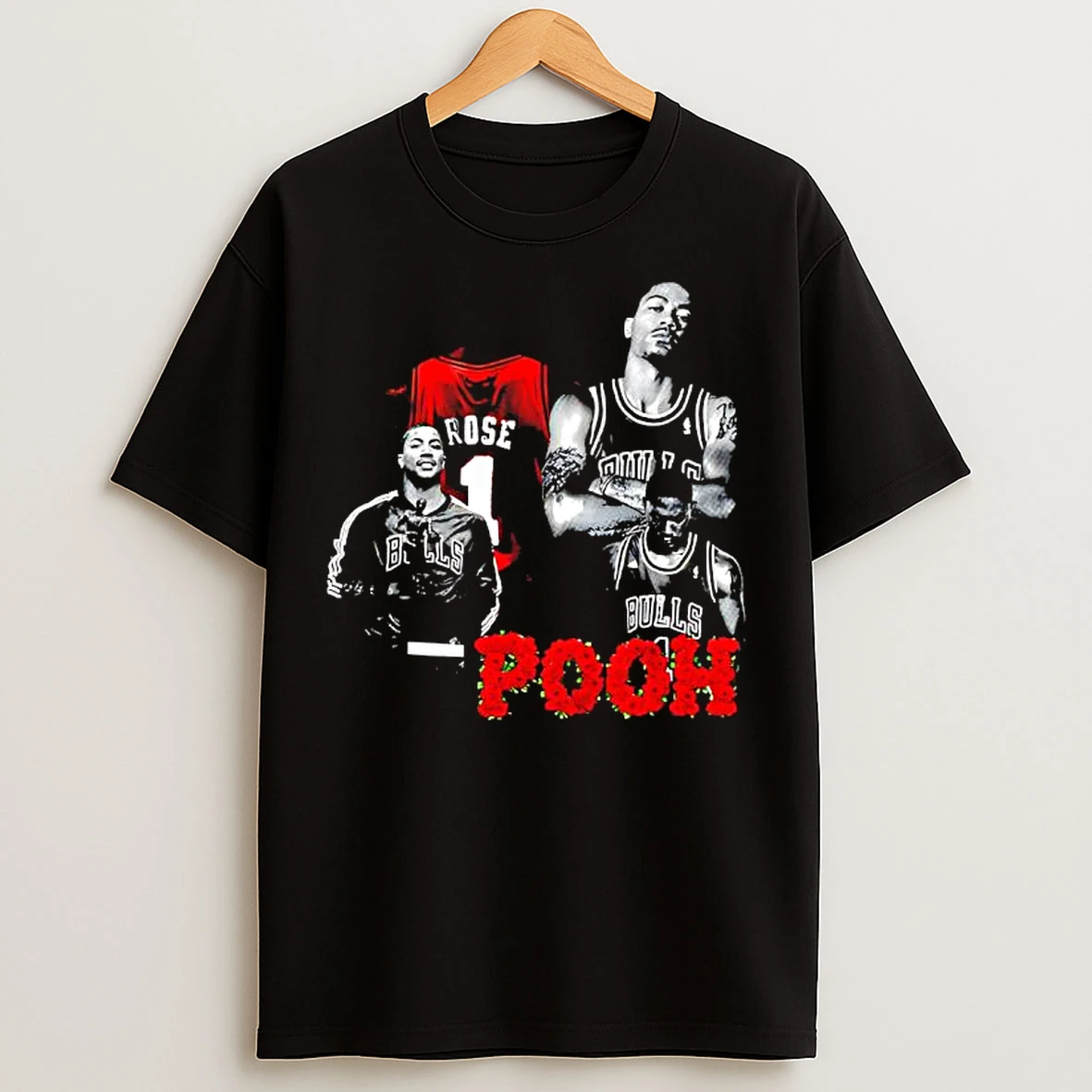 Classic Derrick Rose Pooh Chicago Bulls Professional Basketball Player T Shirts