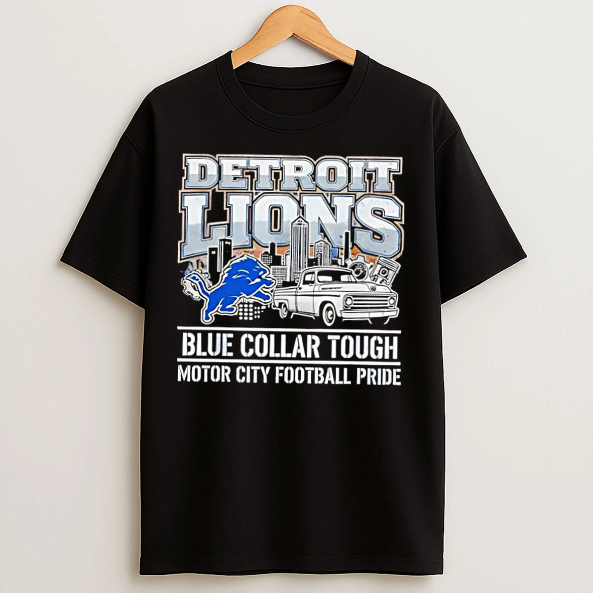 Classic Detroit Lions Blue Collar Tough Motor City Football Pride T Shirts