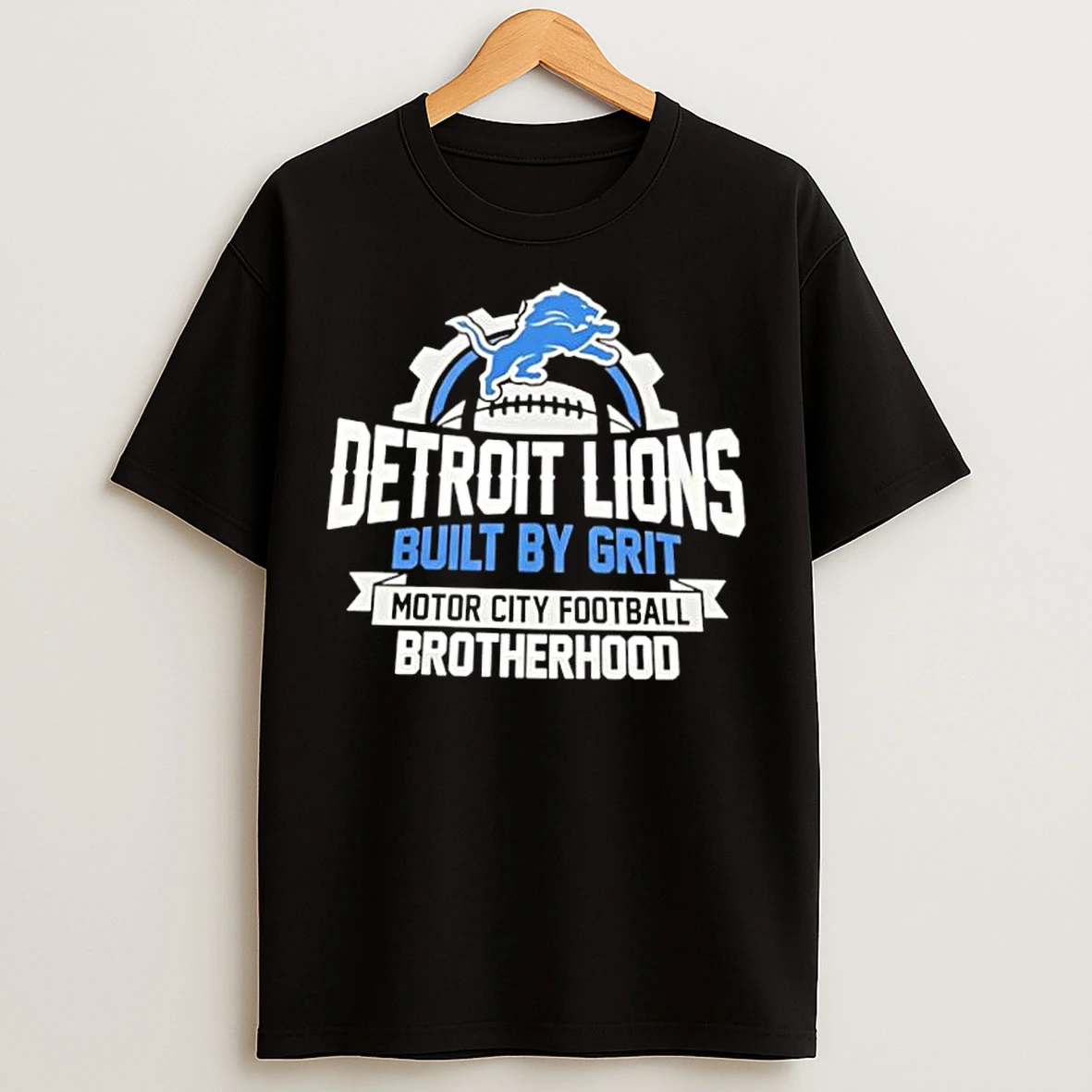 Classic Detroit Lions Built By Grit Motor City Football Brotherhood T Shirts